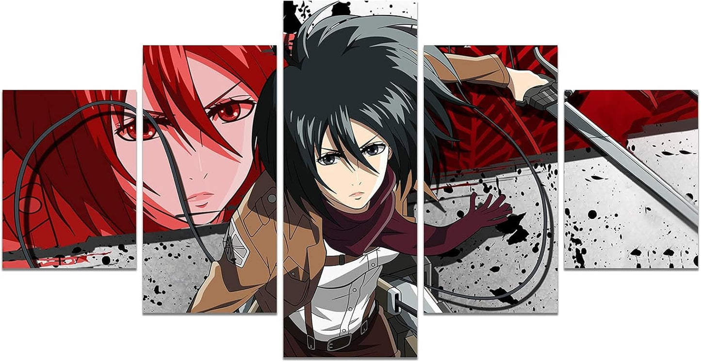 Anime Aot Mikasa Poster Print on Canvas Painting Wall Art for Living Room Decor Boy Gift (Unframed, Q-Mikasa 2)