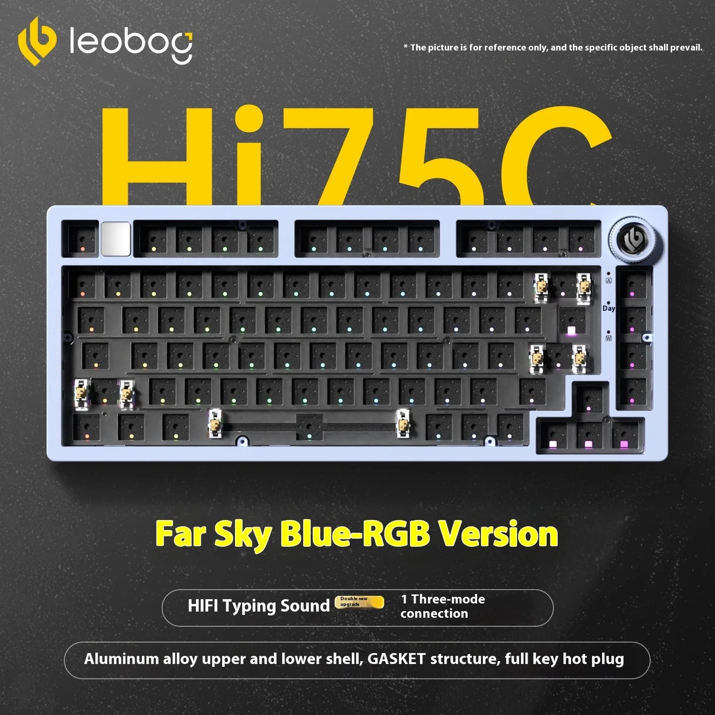 LEOBOG Hi75C Mechanical Keyboard Three Mode Hot Swap RGB Gasket Aluminium Alloy with Knob Hi75C Keyboard Kit Customized PC Gamer