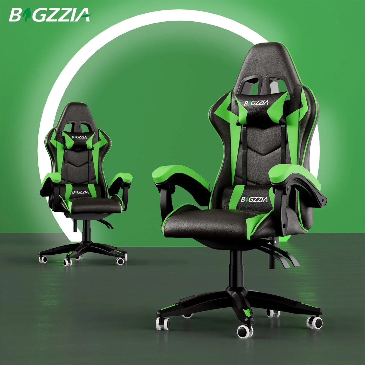 Gaming Chair Office Chair, Ergonomic Game Chair with Headrest & Lumbar Pillow, Green