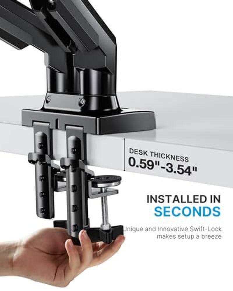 Dual Monitor Stand - Full Adjustable Monitor Desk Mount Swivel Vesa Black