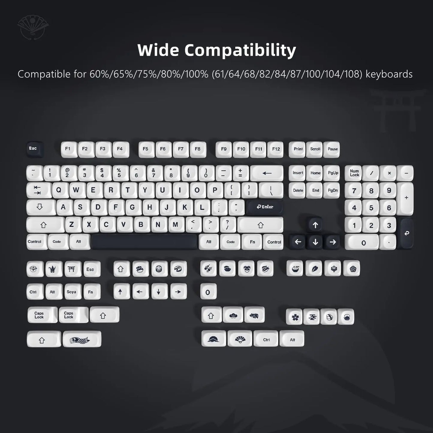 142 Keys Bow PBT Keycaps MOA Profile PBT Dye Sublimation DIY Key Caps for 61/87/104 Cherry MX Switch Gaming Mechanical Keyboard