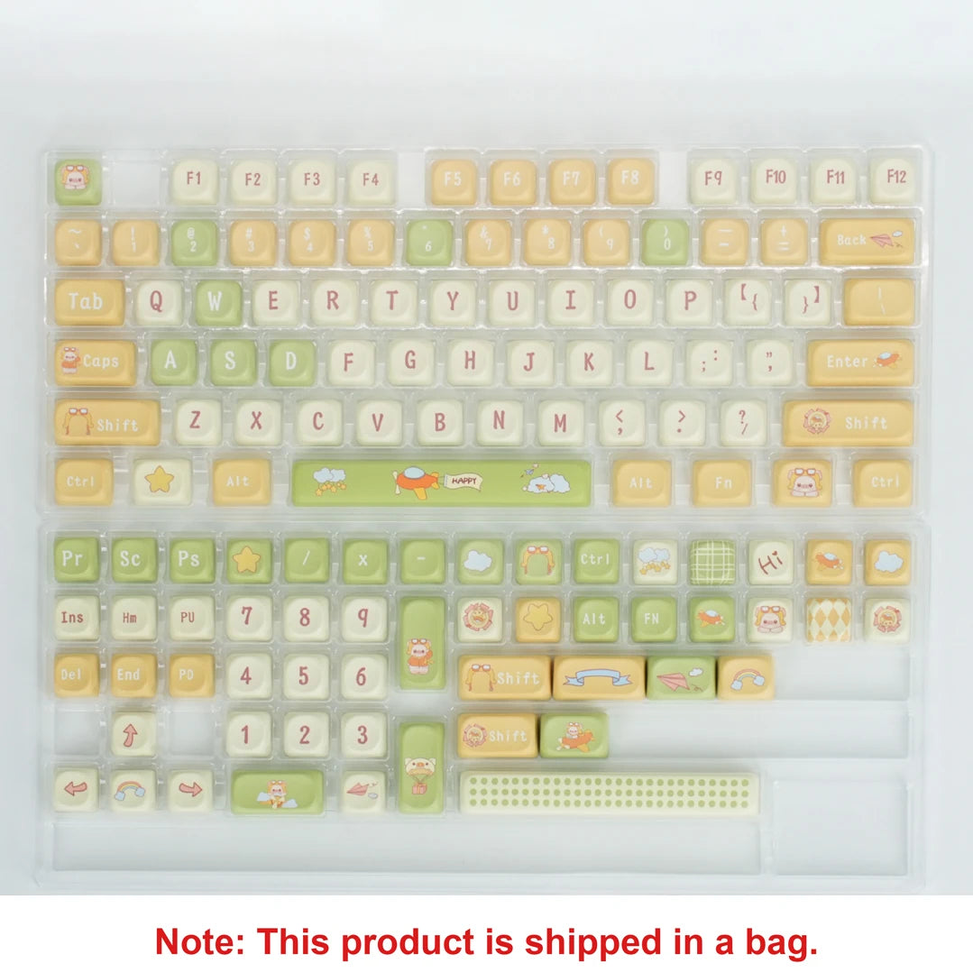 132 Keys Green 5 Sides Dye Sublimation PBT Keycaps Cute MOA Profile Keycaps for Cherry Gateron MX Switches Mechanical Keyboards