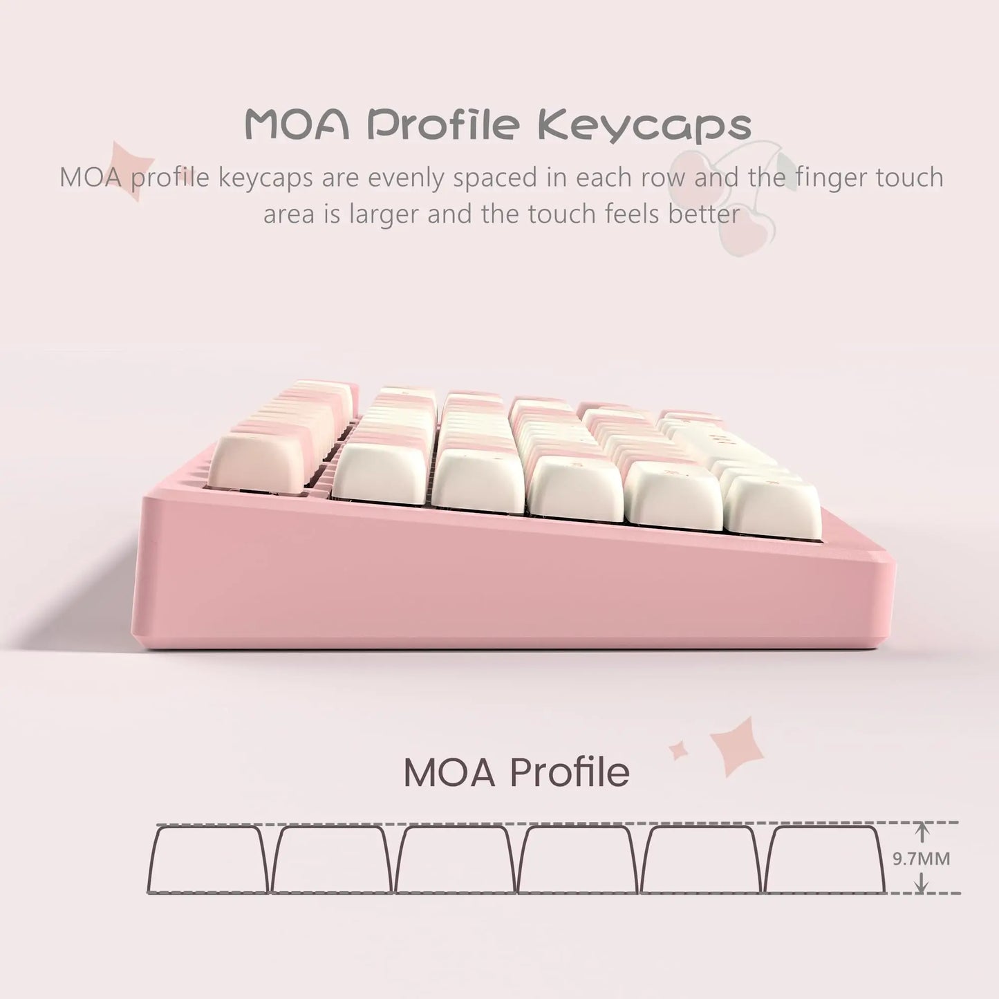 143 Keys Pink Cherry MOA Profile PBT Keycaps Customs Dye Sub Key Caps for 61/87/104 Cherry MX Switch Gaming Mechanical Keyboard