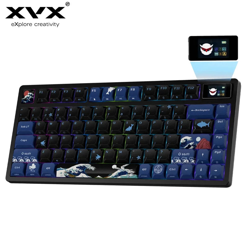 L75 PRO Wireless Low Profile Mechanical Keyboard Black Wave Kanagawa Tri-Mode Connection Gaming Keyboard Gasket-Mount Design