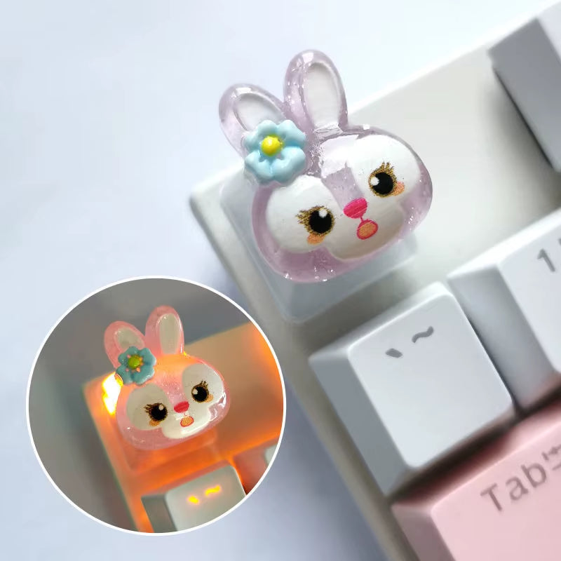 Diy Sanrio Translucent Keycap for Cross Axis Mechanical Keyboards Female Love Kuromi Key Cover