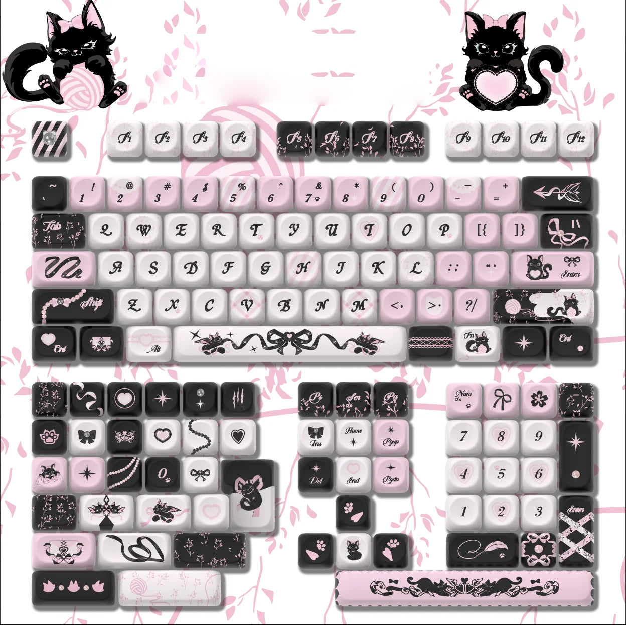 143 Keys Pink Cherry MOA Profile PBT Keycaps Customs Dye Sub Key Caps for 61/87/104 Cherry MX Switch Gaming Mechanical Keyboard