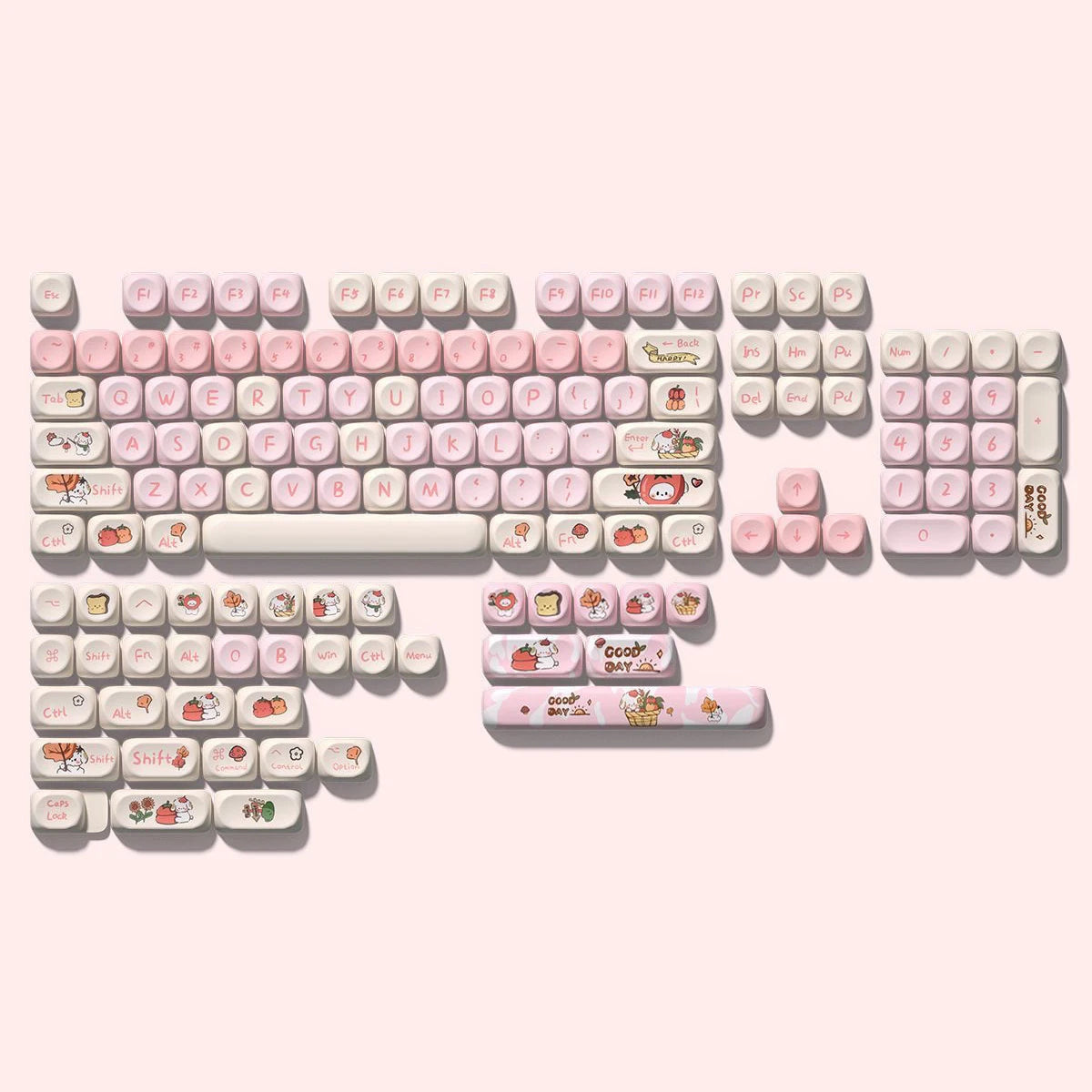 143 Keys Pink Cherry MOA Profile PBT Keycaps Customs Dye Sub Key Caps for 61/87/104 Cherry MX Switch Gaming Mechanical Keyboard