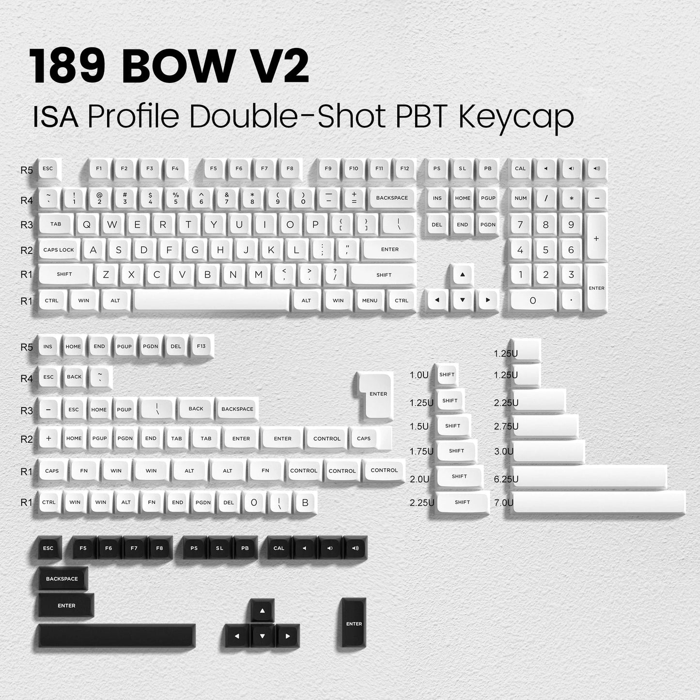 189 Key PBT Keycap Double-Shot Green White ISA Keycaps Kit Backlit Key Cap Cherry MX for Wireless Mechanical Gaming Keyboards