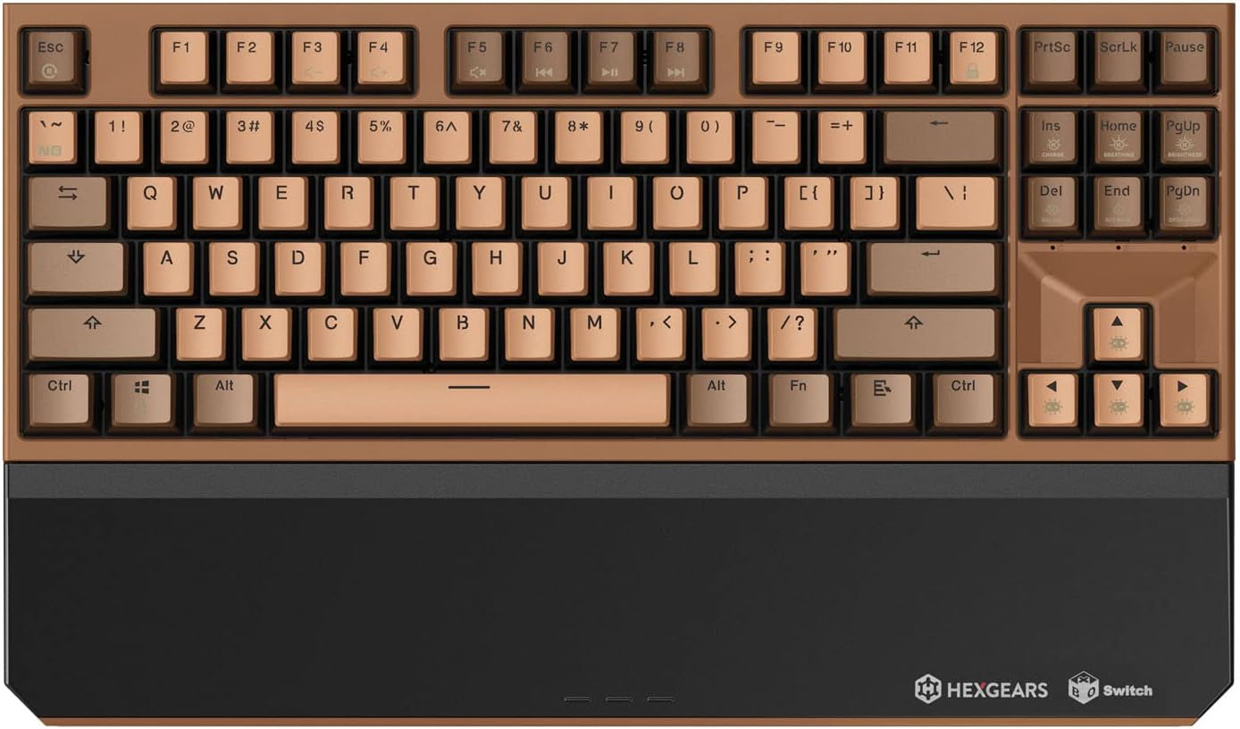 Powerblade X3 Wireless Mechanical Keyboard TKL 87 Keys, Kailh Box Blue Switch, Double-Shot PBT, Ergonomic, N-Key Rollover, Backlit Gaming Keyboard with Wrist Rest for Pc/Tablet/Mac/Laptop