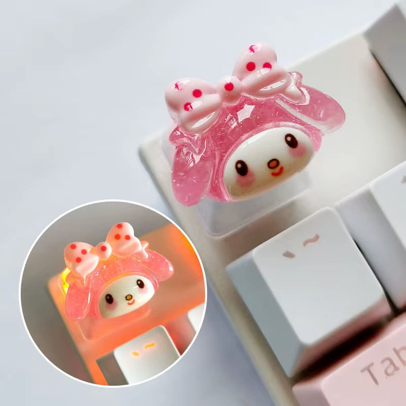 Diy Sanrio Translucent Keycap for Cross Axis Mechanical Keyboards Female Love Kuromi Key Cover