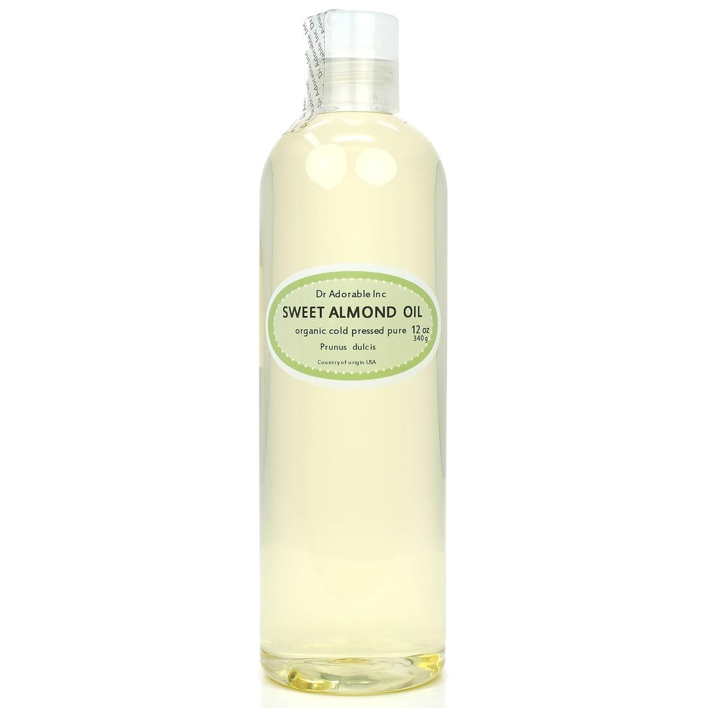 Sweet Almond Oil Organic Pure Cold Pressed by Dr.Adorable 12 Oz