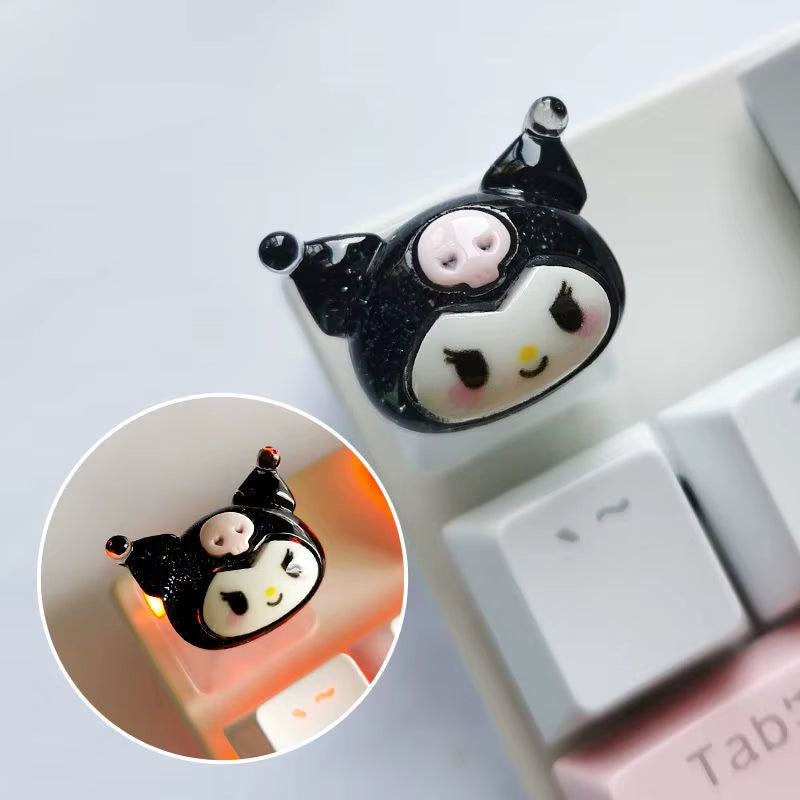 Diy Sanrio Translucent Keycap for Cross Axis Mechanical Keyboards Female Love Kuromi Key Cover
