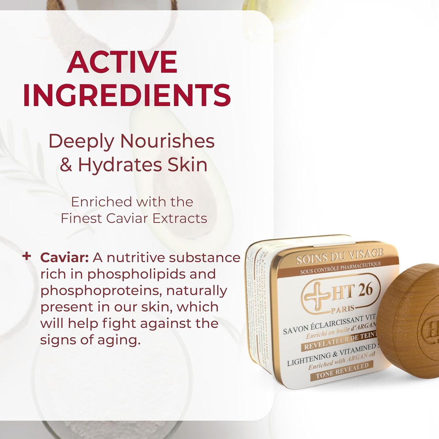 HT26 Lightening Gold and Argan Oil Soap for Melanin Rich Skin - Luxurious Rejuvenating Soap for Radiant Skin - Cleansing Gold & Argan Bar Soap - Skin Care for Women of Color - 150G