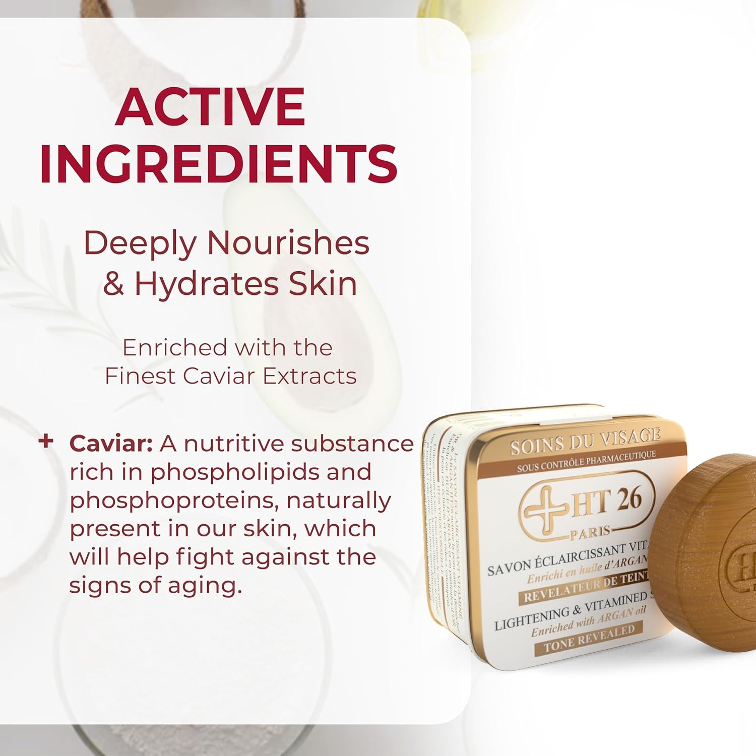HT26 Lightening Gold and Argan Oil Soap for Melanin Rich Skin - Luxurious Rejuvenating Soap for Radiant Skin - Cleansing Gold & Argan Bar Soap - Skin Care for Women of Color - 150G
