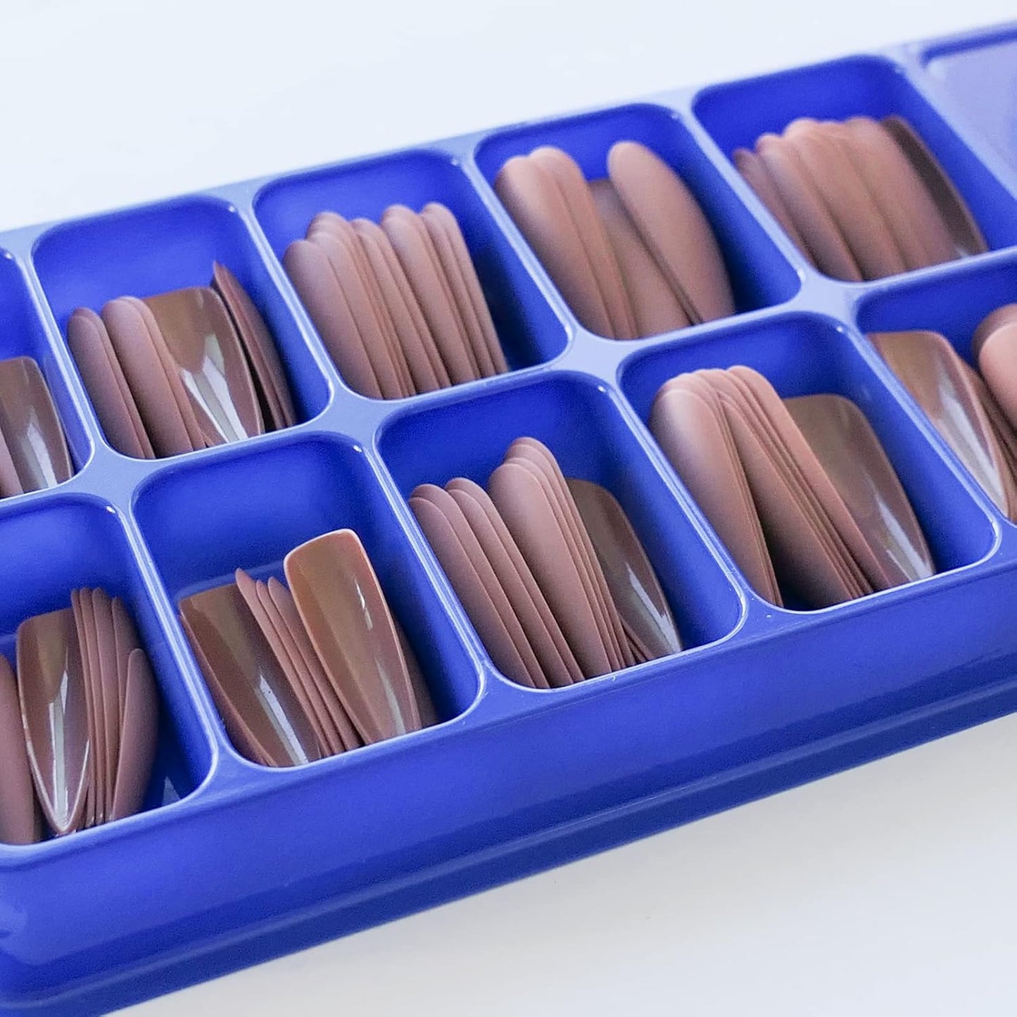 120Pcs Stiletto Press on Nails Long Full Cover Matte Brown Fake Nails Acrylic Pure Colored False Nails for Women and Girls DIY Manicure 10 Sizes