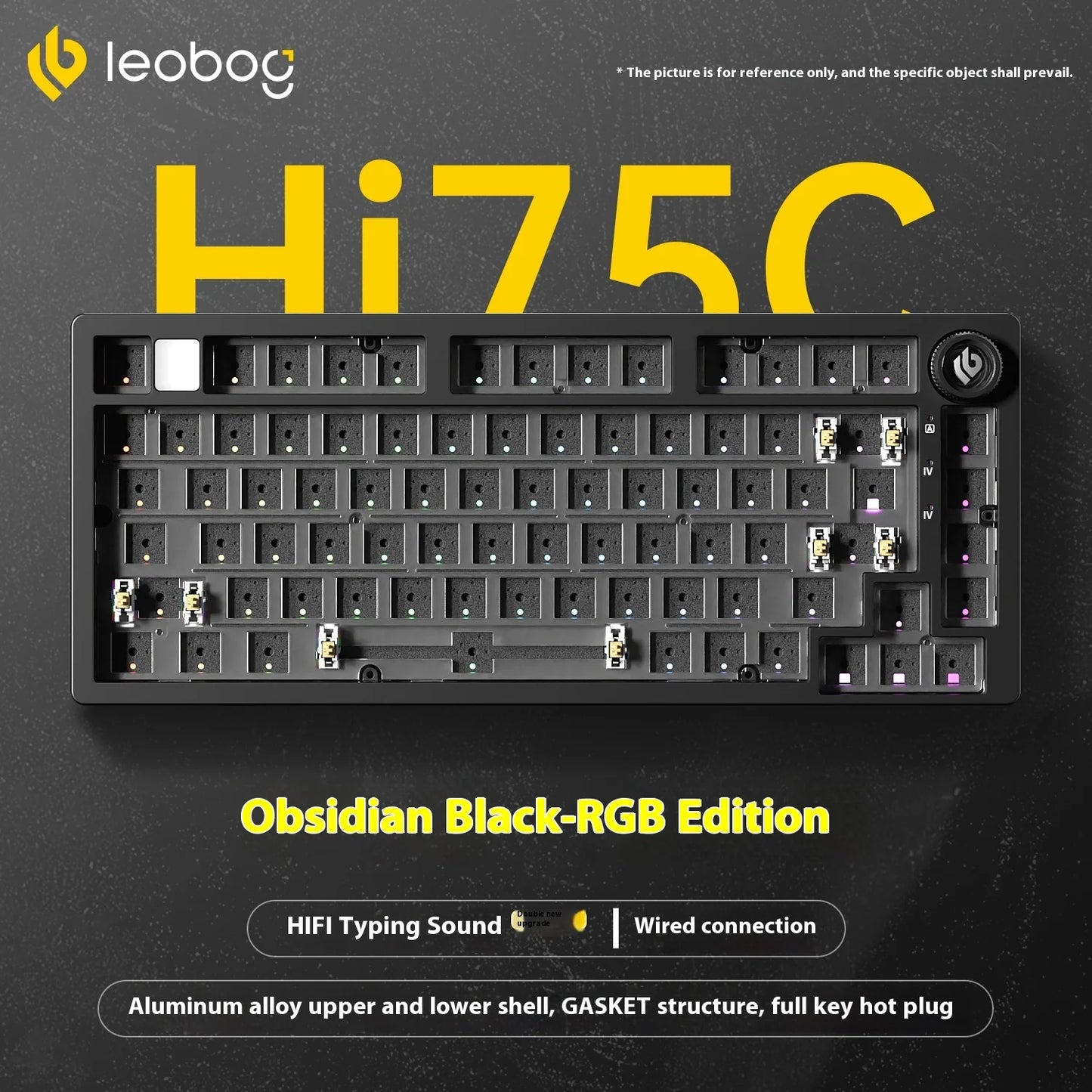 LEOBOG Hi75C Mechanical Keyboard Three Mode Hot Swap RGB Gasket Aluminium Alloy with Knob Hi75C Keyboard Kit Customized PC Gamer