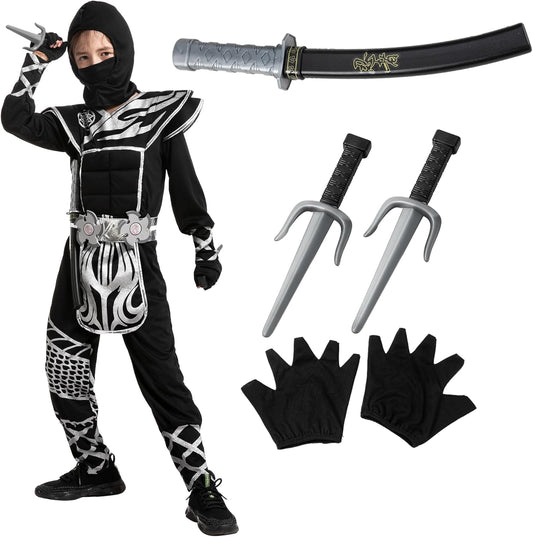 Spooktacular Creations Boys Ninja Costume, Dragon Scales Ninja Outfit with Accessories for Kids Toddler Halloween Parties