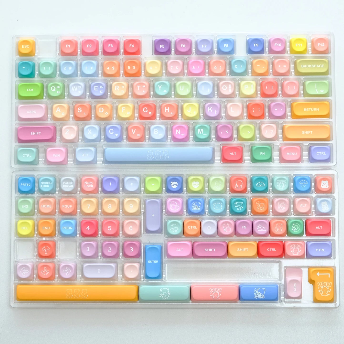 KOA Profile Gummy Bears Keycap PBT Custom Korean Keycaps for Mechanical Keyboard Game Cute 141 Keys Caps ISO 7U Space Bar