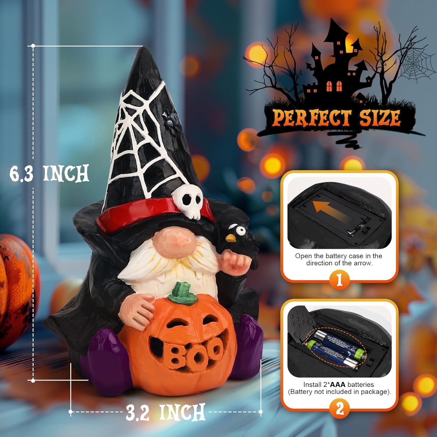 Halloween Decorations Indoor: Halloween Gnomes Figurine Light, Halloween Table D