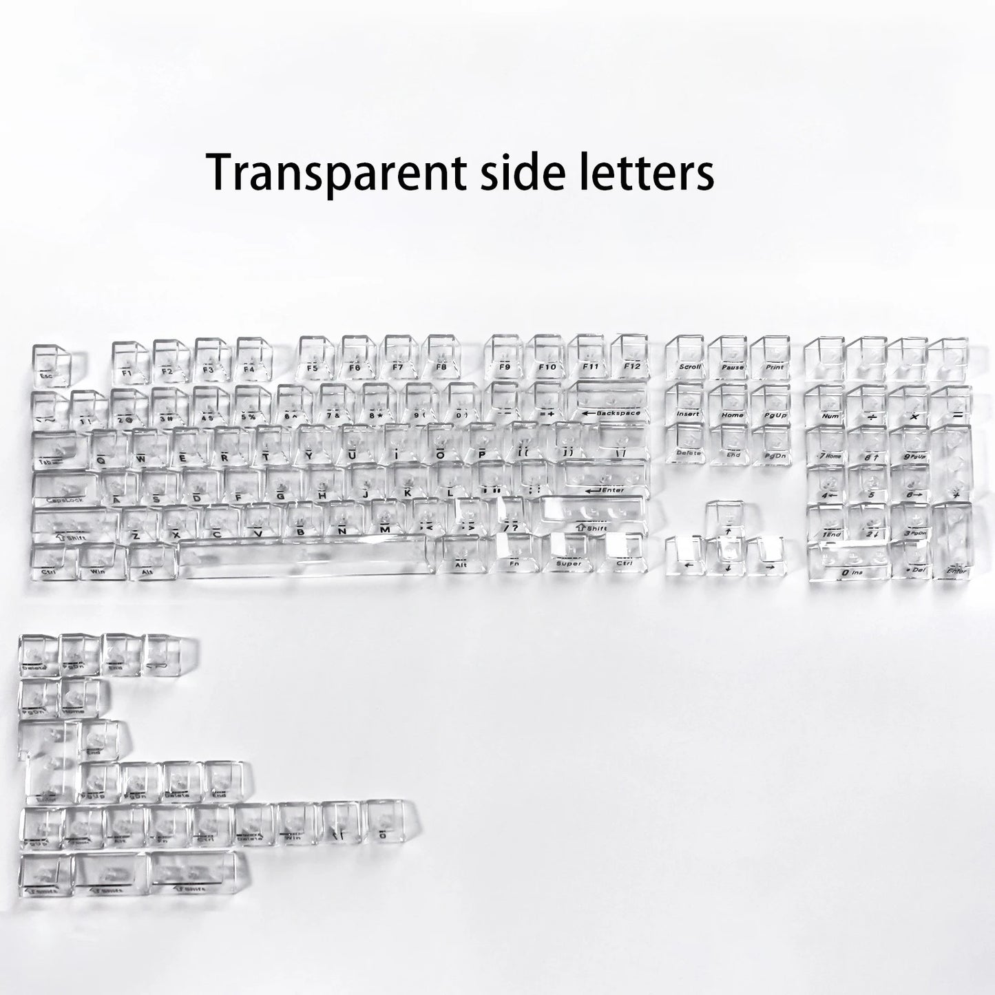 Crystal Transparent Cherry Profile Keycaps for Mechanical Gaming Keyboard ISO Enter PC Key Caps Side Carving Backlit RGB Keycap