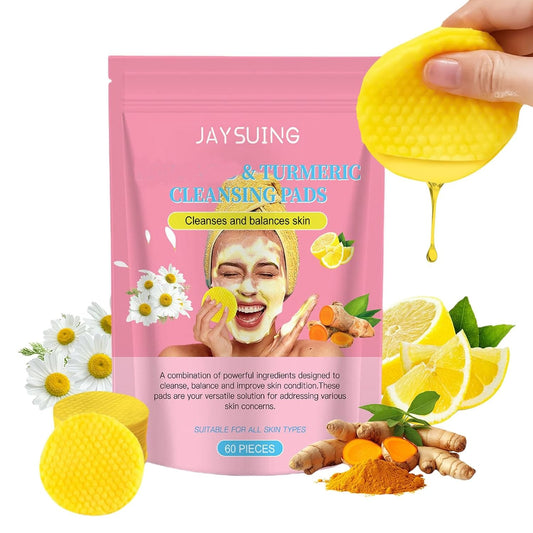 Turmeric Pads 60Pcs, Turmeric Face Scrub Pads, Turmeric Cleansing Pads, Cleansing Turmeric Pads Balance Skin Oil, Tumeric Pad Gentle Turmeric Exfoliating Cleansing Pads, Daily Face Pads Turmeric