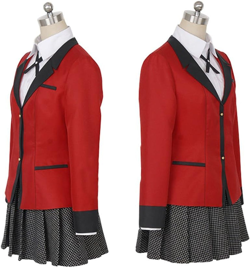 Boermee Womens Anime Yumeko Jabami Cosplay Costume JK Sailor Dress Full Set (S, Red)