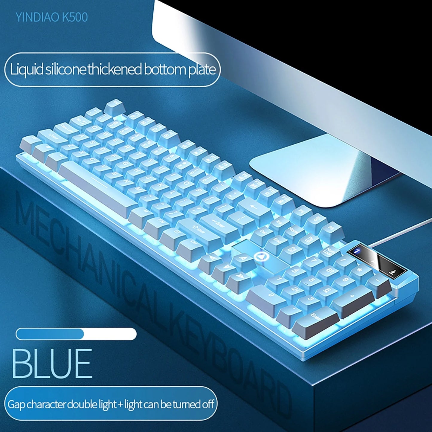 Bwomeauty Gaming Keyboard USB Wired Floating Keyboard, Ergonomic Water Mechanical Feeling Keyboard, Ultra-Slim LED Backlit Keyboard for Desktop on Clearance