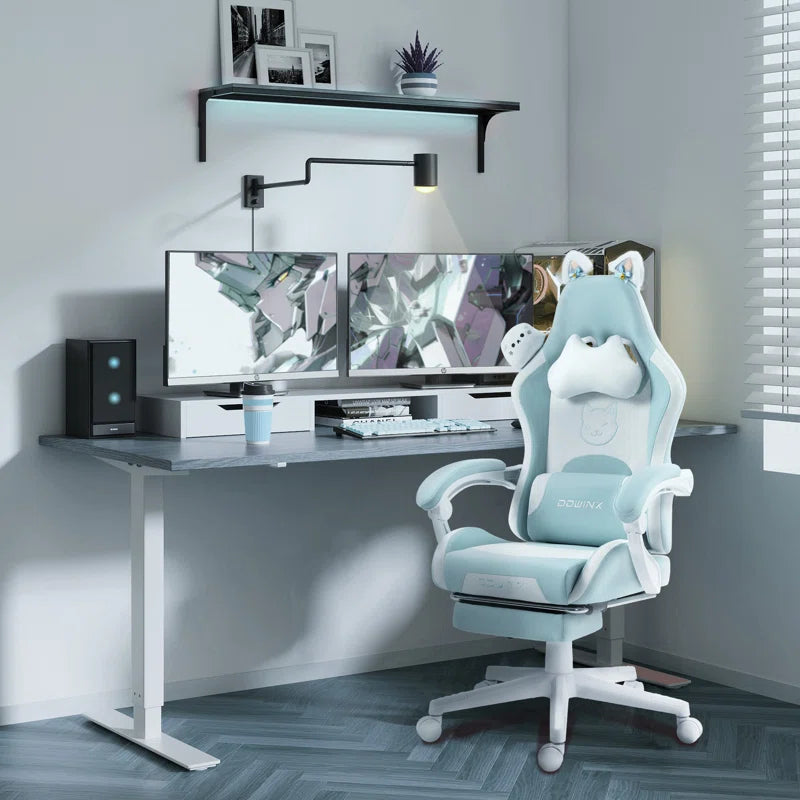 Adjustable Reclining Ergonomic Swiveling PC & Racing Game Chair with Footrest