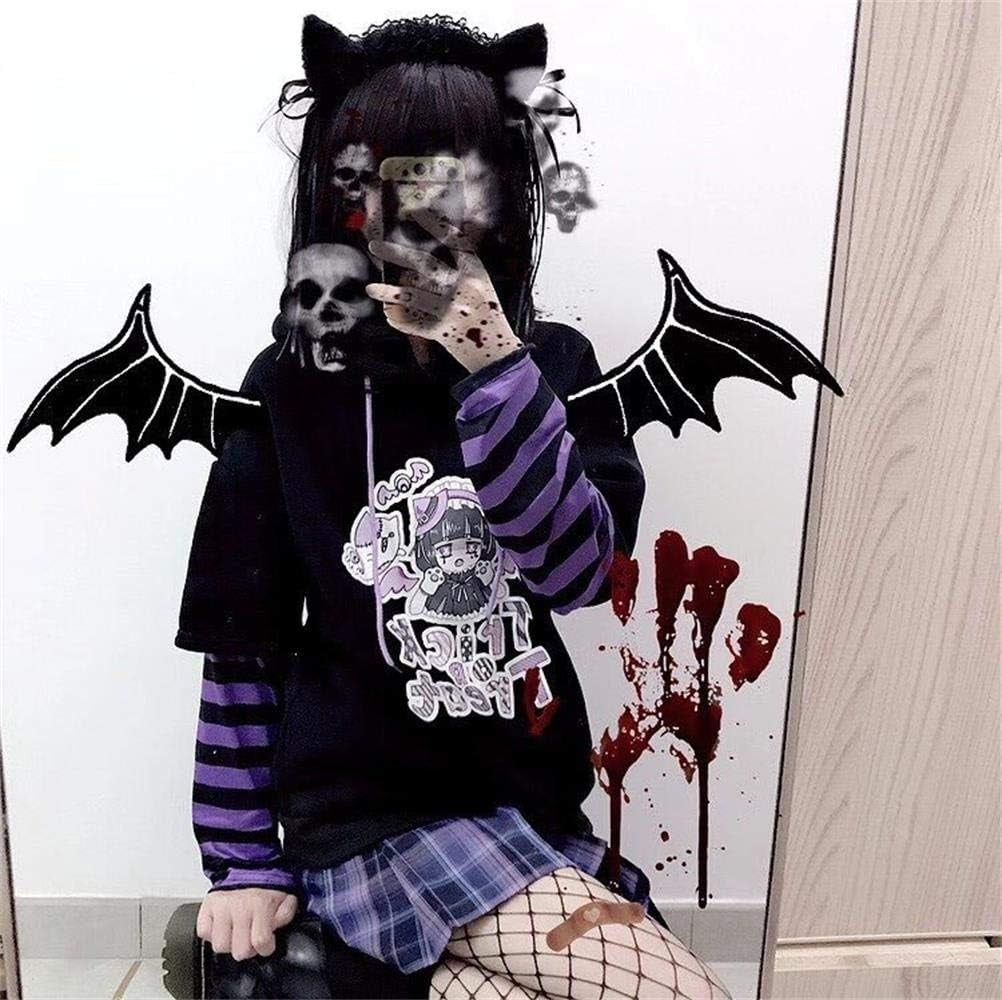 BZB Women'S Halloween Cute Hooded Sweatshirt Harajuku Street Style Super Cute Fake Two Piece Pullover Purple