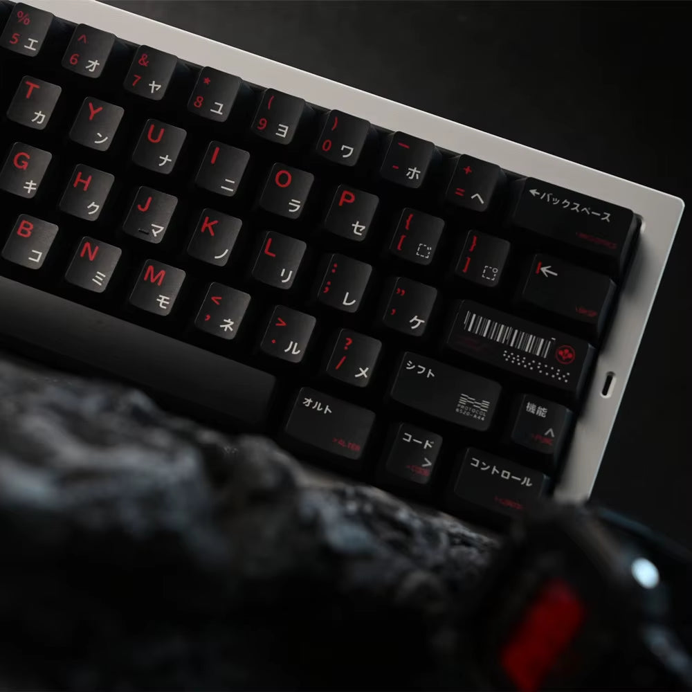 PBT Keycap Cherry Profile Japanese DYE Subbed 142 Keys Black Custom Keycaps for Outemu Gateron Mx Switch Mechanical Keyboard