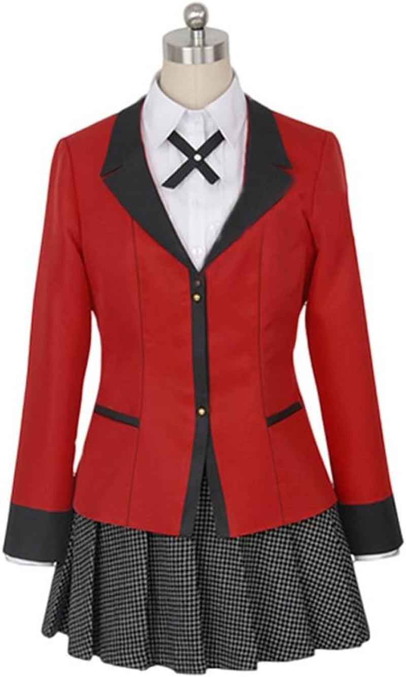Boermee Womens Anime Yumeko Jabami Cosplay Costume JK Sailor Dress Full Set (S, Red)