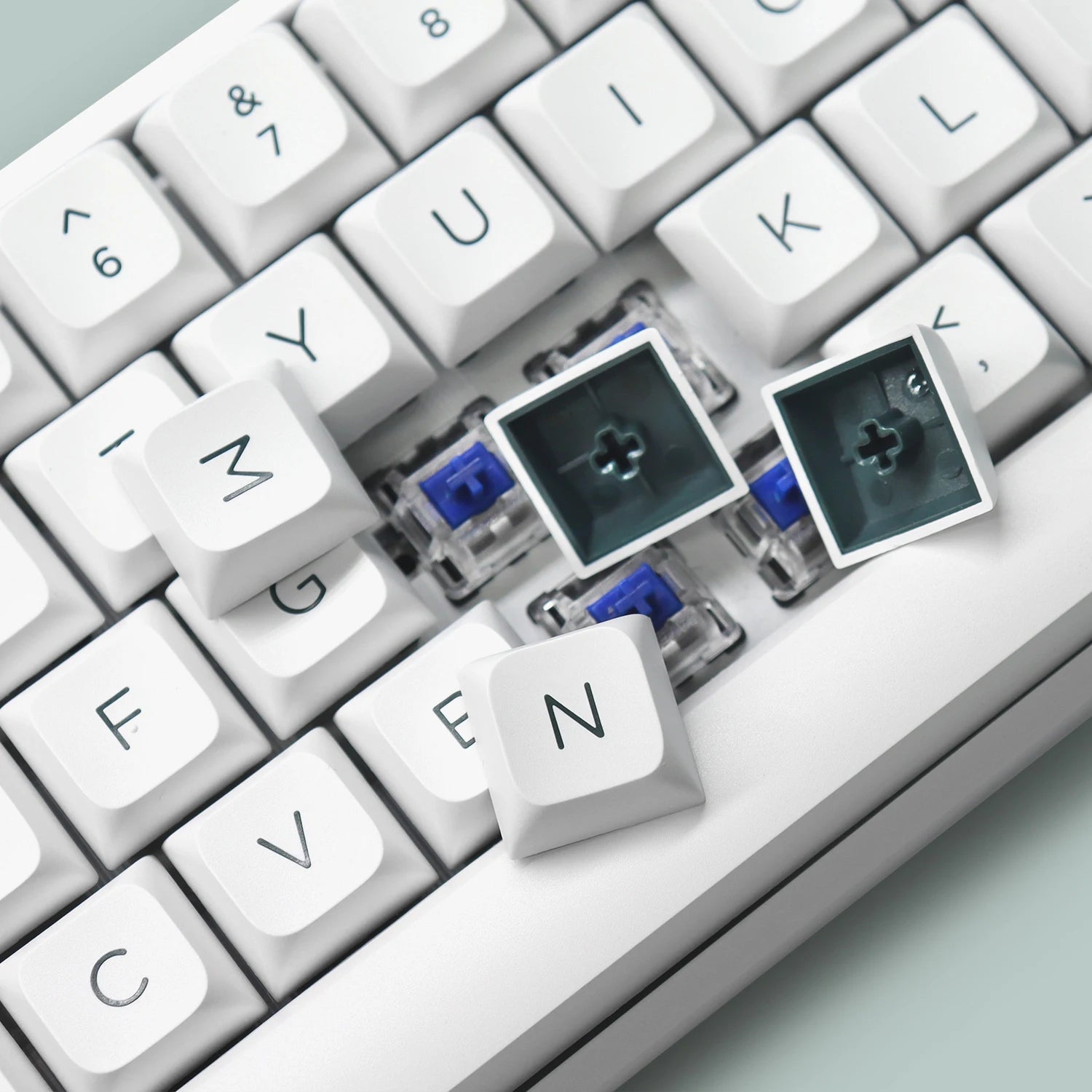 189 Key PBT Keycap Double-Shot Green White ISA Keycaps Kit Backlit Key Cap Cherry MX for Wireless Mechanical Gaming Keyboards