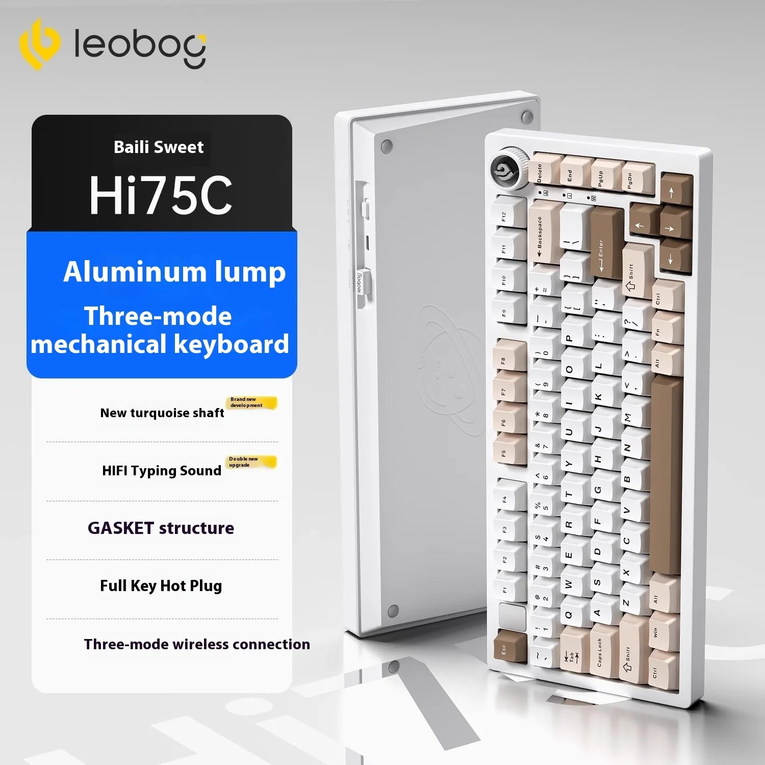 LEOBOG Hi75C Mechanical Keyboard Three Mode Hot Swap RGB Gasket Aluminium Alloy with Knob Hi75C Keyboard Kit Customized PC Gamer