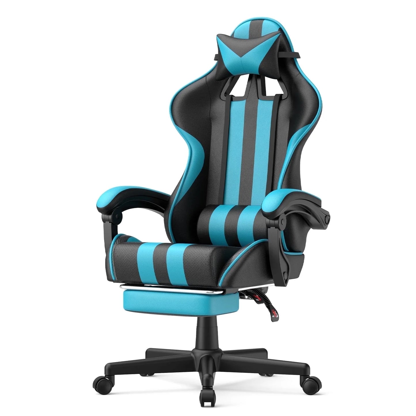 SOONTRANS Ergonomic High Back Gaming Chair with Footrest & Massage Lumbar Pillow, Green