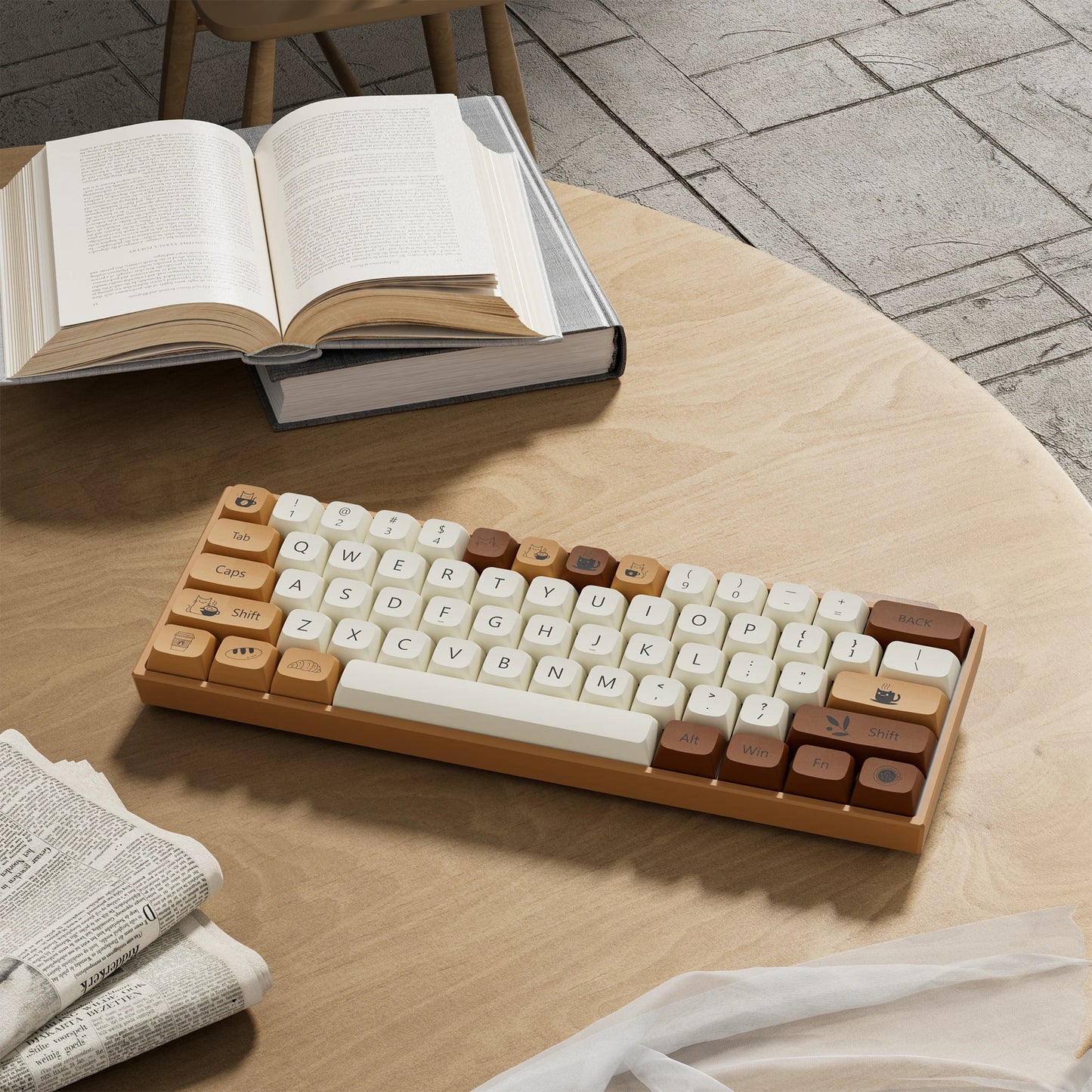 138 Keys Coffee Cat PBT Keycap 5 Sides DYE-SUB XDA Profile Customized Keycaps for Cherry MX Switch Gamer Mechanical Keyboards