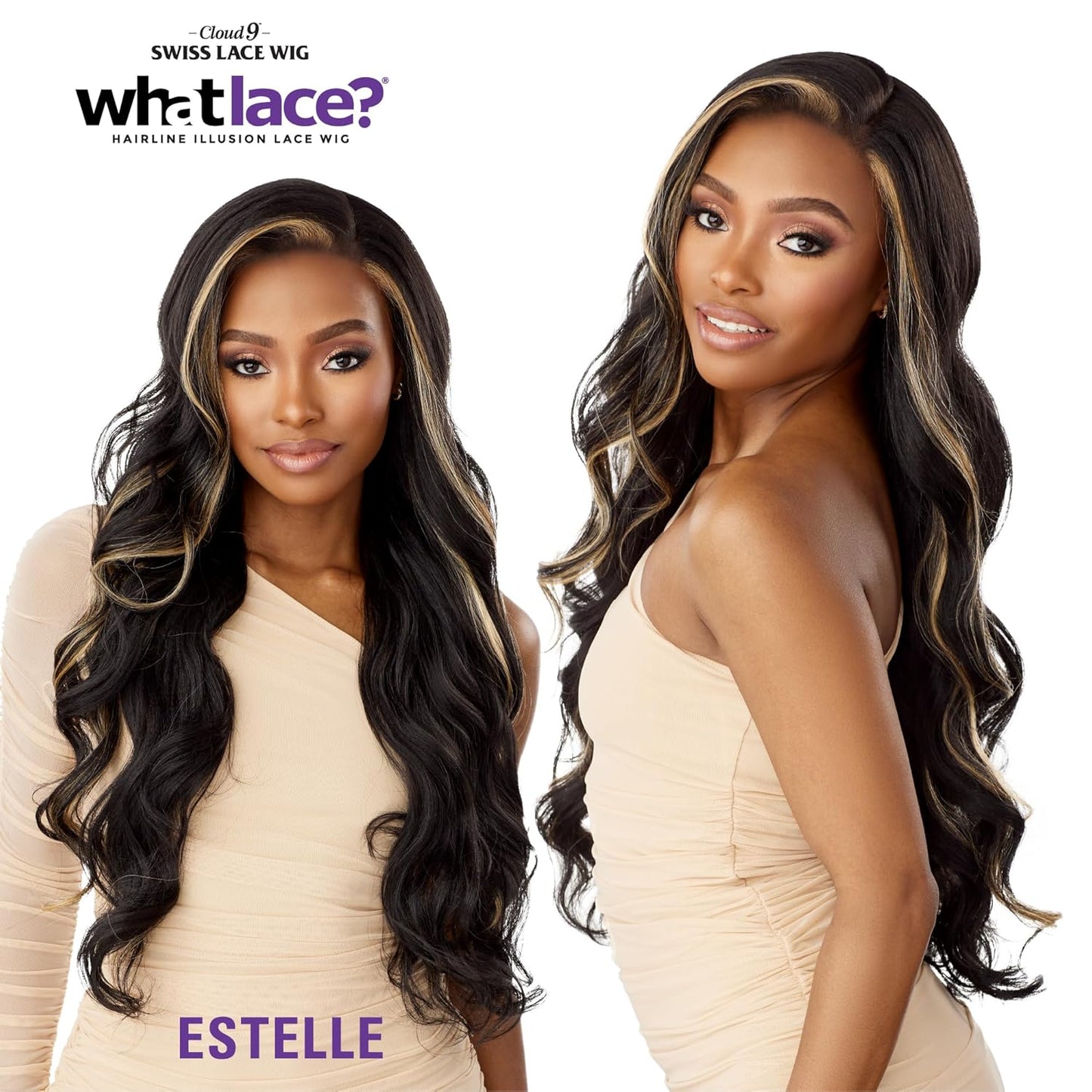 Sensationnel What Lace 13X6 Wigs - Estelle Lacefrontal Hand Tied Glueless Synthetic with Natural Density Preplucked Hairline (1 JETBLACK)