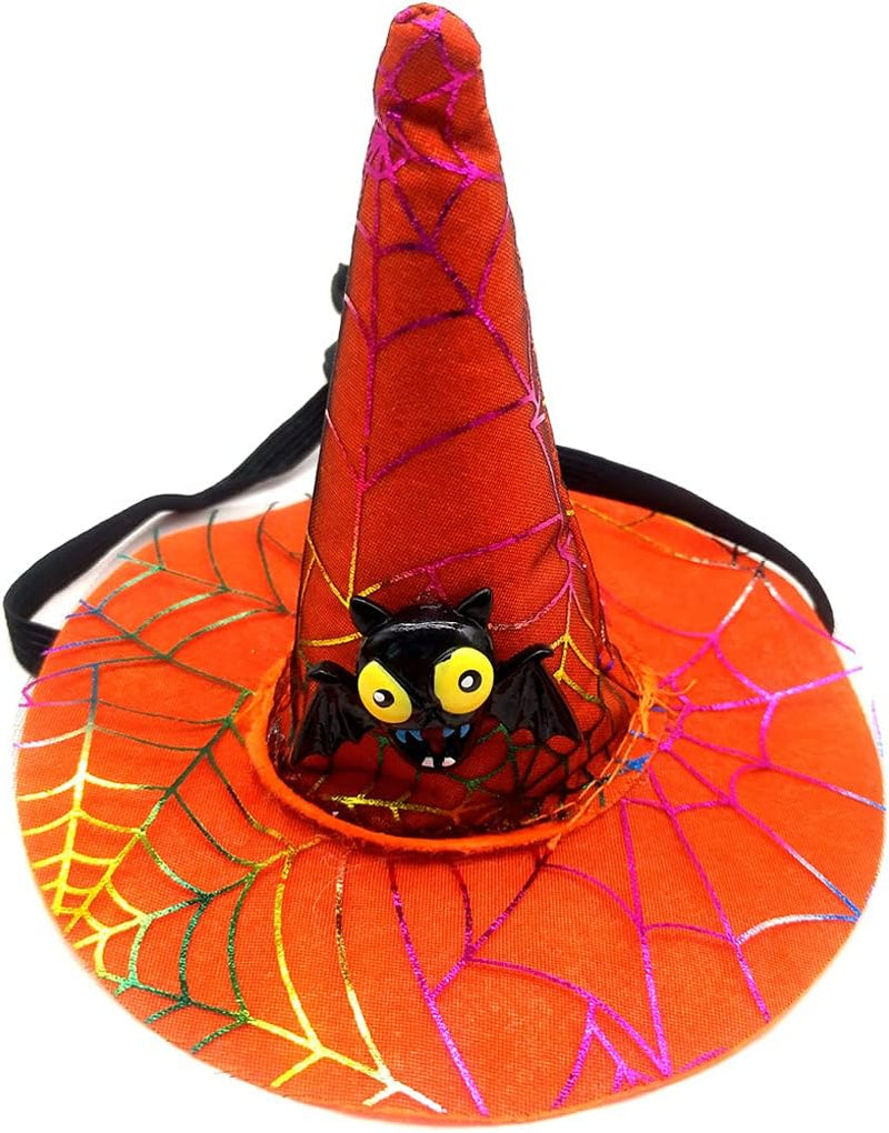 4PCS Halloween Dog Bandana Halloween Charms Ties Halloween Hat Full of Halloween Atmosphere Patterns, Fit for Cats and Dogs (Orange)