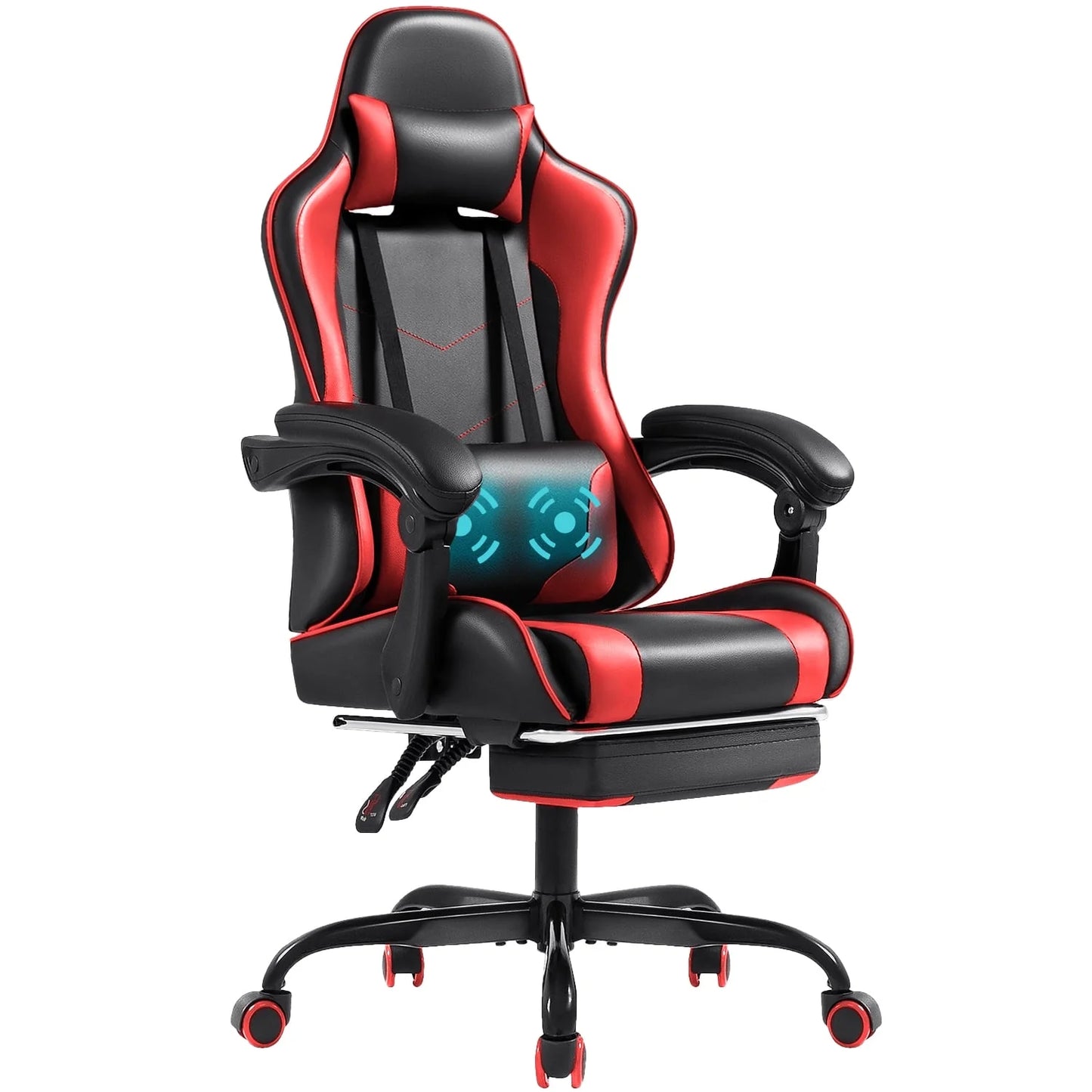 Furmax High Back Massage Gaming Chair with Footrest PU Leather Racing Computer Chair with Lumbar Support Ergonomic Office Chairs, Purple