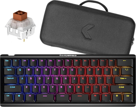 Gaming TKO Mechanical Keyboard | Tactile Brown Switches | 60% Layout | Split Spacebar | Hotswap | PBT Keycaps | Aluminum Body | SF Shock Limited Edition Travel Case
