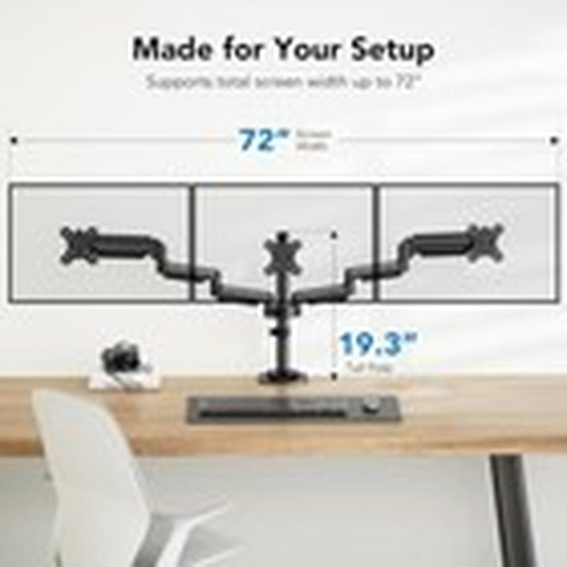Triple Monitor Mount for 13-27 Inch Computer Screens, Triple Monitor Stand