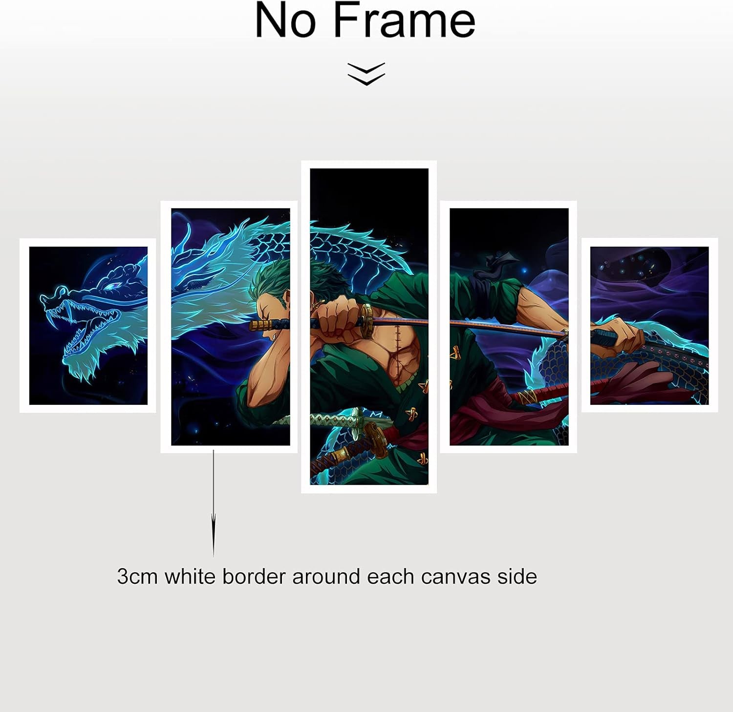 Anime Poster Roronoa Zoro Poster Print on Canvas Painting Wall Art for Living Room Decor Boy Gift (Unframed, Q-Zoro 2)