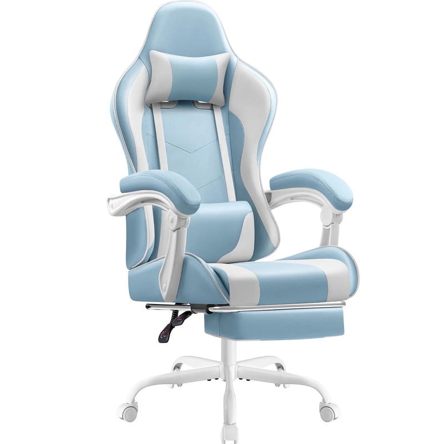Furmax High Back Massage Gaming Chair with Footrest PU Leather Racing Computer Chair with Lumbar Support Ergonomic Office Chairs, Purple