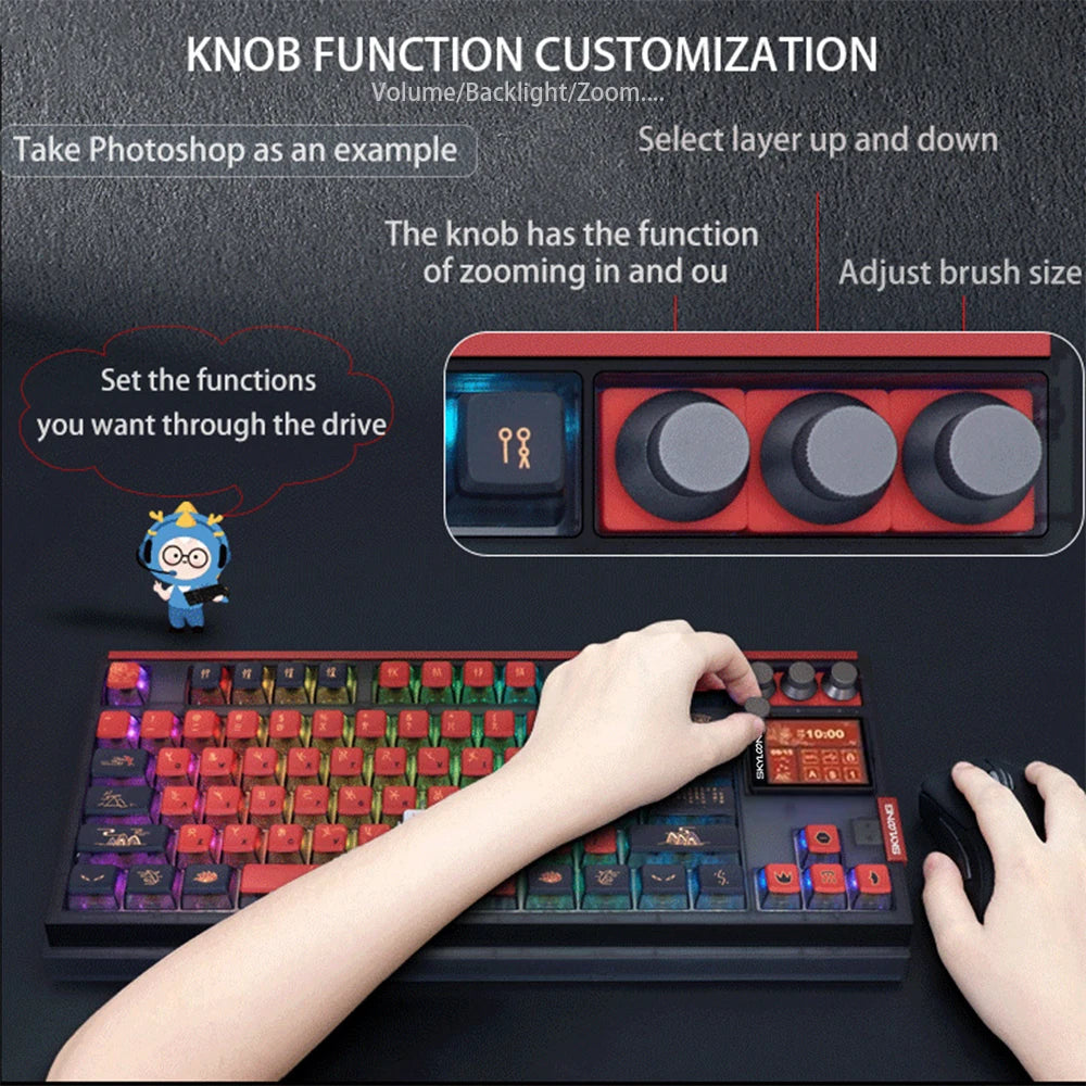 SKYLOONG GK87 Pro 3-Mode Wireless Mechanical Keyboard 8000Hz Hot-Swappable 2-Inch RGB Screen Custom Low Latency Game Keyboard