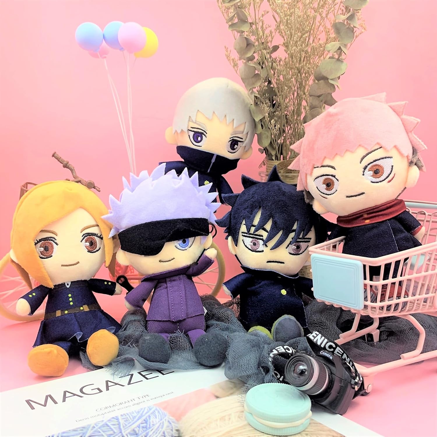 Uoozii JJK Plush Gojo Satoru Plushie Inumaki Toge Figure Kugisaki Nobara Anime Doll Cute Fushiguro Megumi Toy Cosplay Prop Merch JJK Fan Gifts 15Cm 6" (Gojo Satoru)