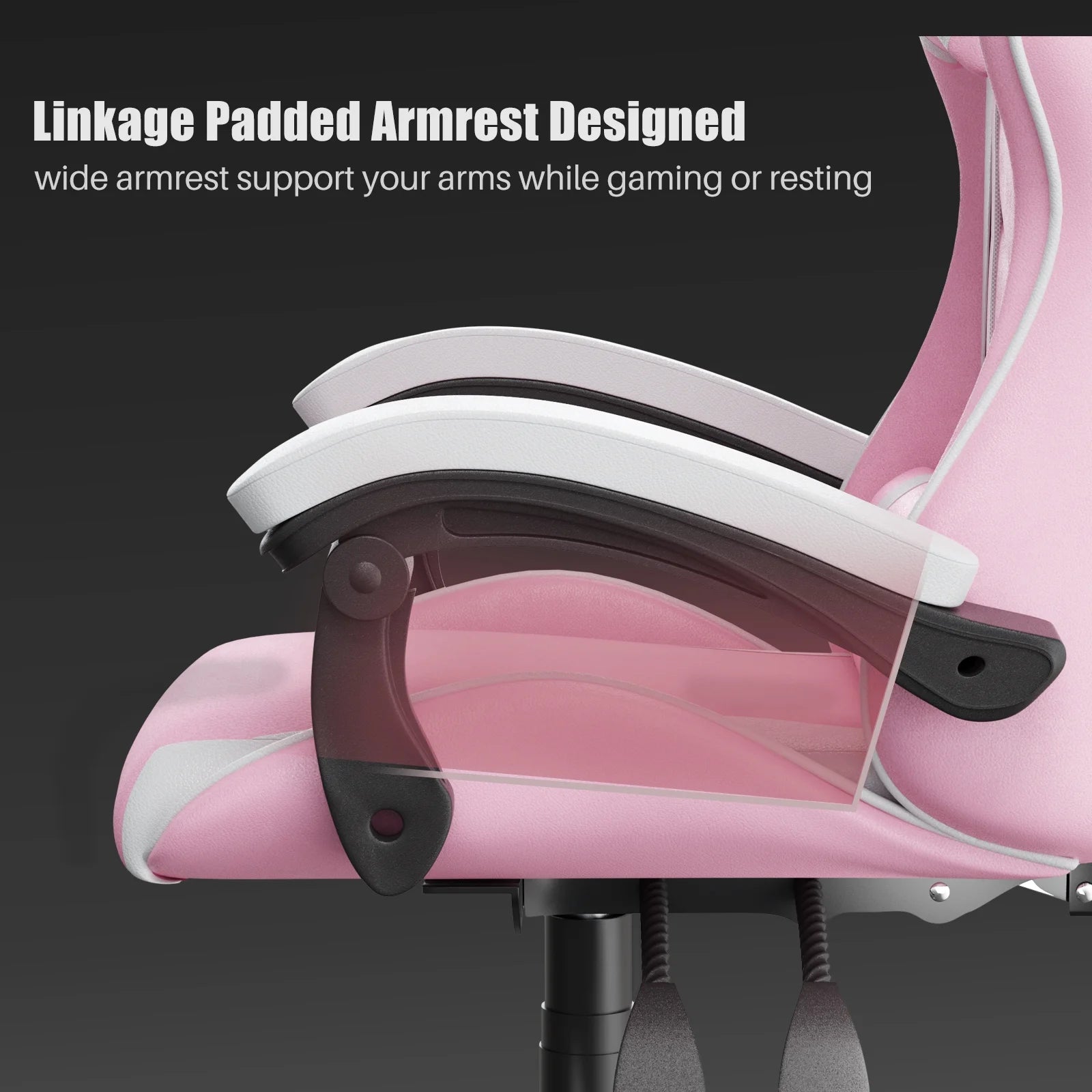 Gaming Chair, Ergonomic Game Chair with Headrest & Lumbar Pillow, Pink
