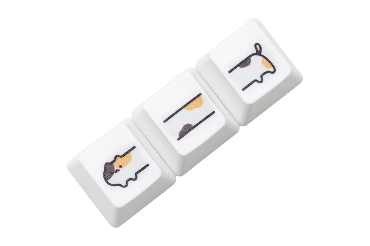 Cute Little Calico Cat Keycap Kitty Meme Keycap Dye Subbed Keycaps for Mx Stem Gaming Mechanical Keyboards Orange White Black