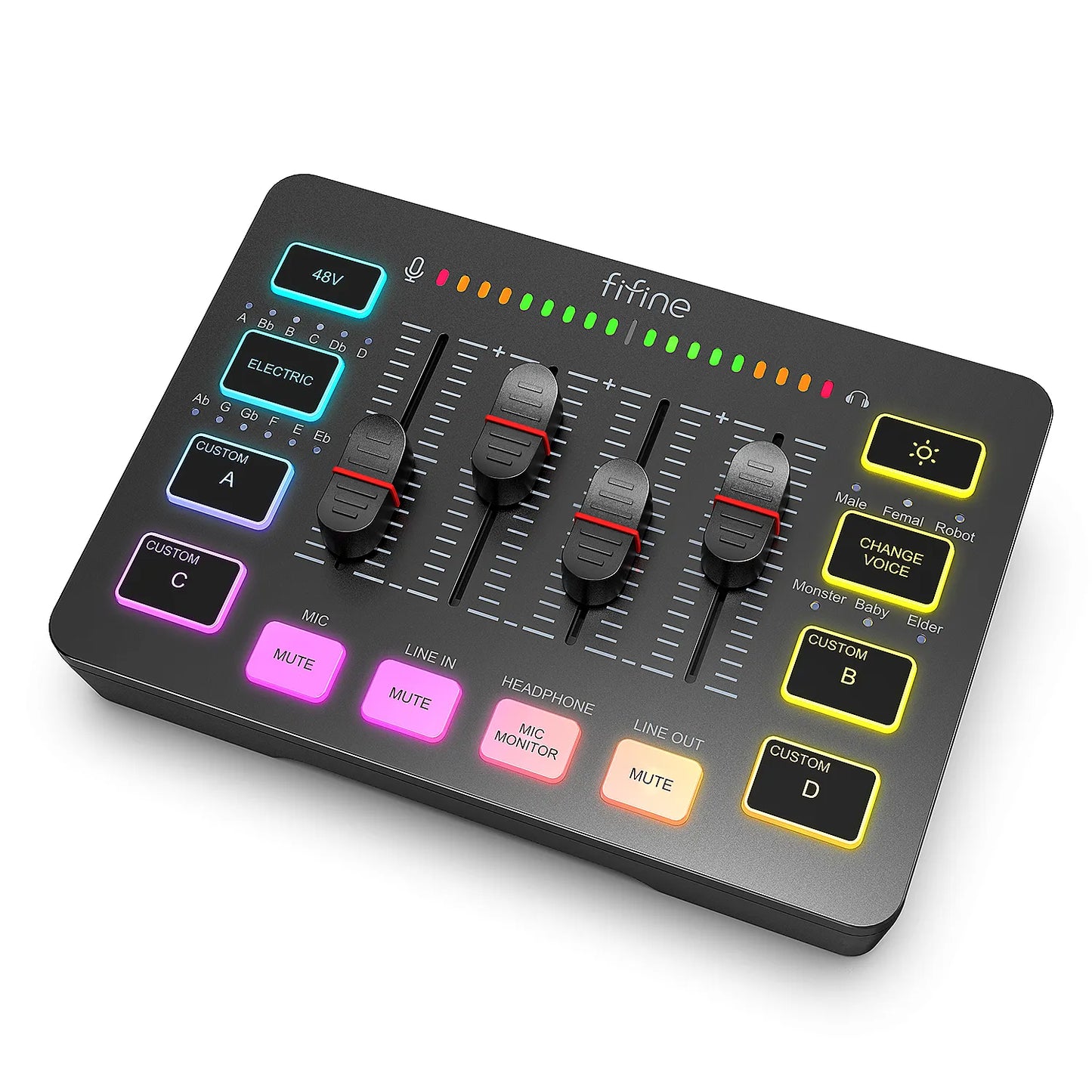 Gaming USB Mixer with 4-Channels/Xlr Microphone Interface/Rgb, Sound Mixer for Game Podcast Streaming Ampligame SC3W