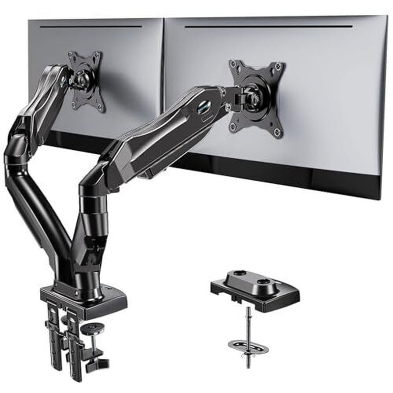 Dual Monitor Stand - Full Adjustable Monitor Desk Mount Swivel Vesa Black