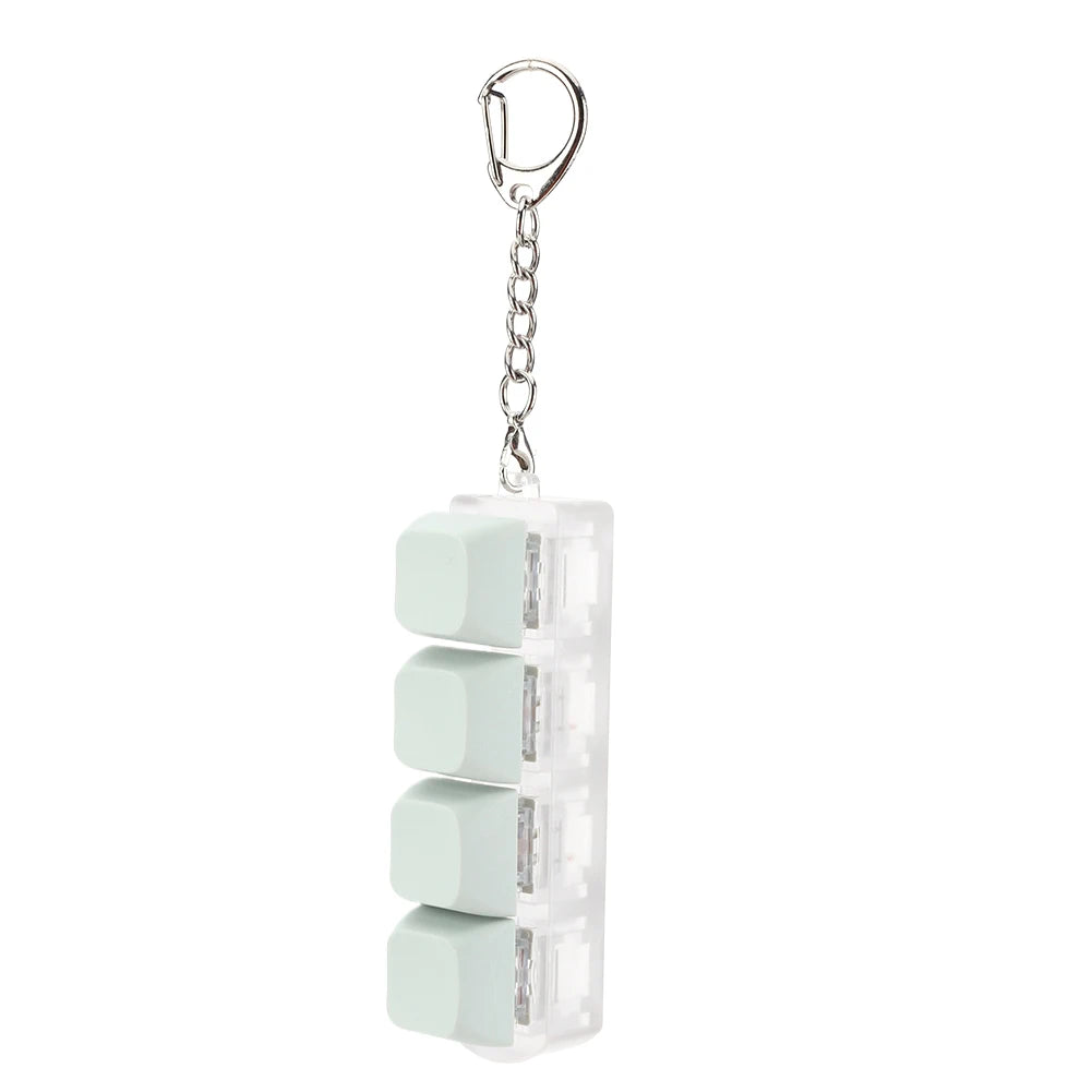 Button Keycap Fidget Keychain 4 Keys Keyboard Decompression Toys DIY Keyboard Keychain Toys for Adult Gifts to Relief Pass Time