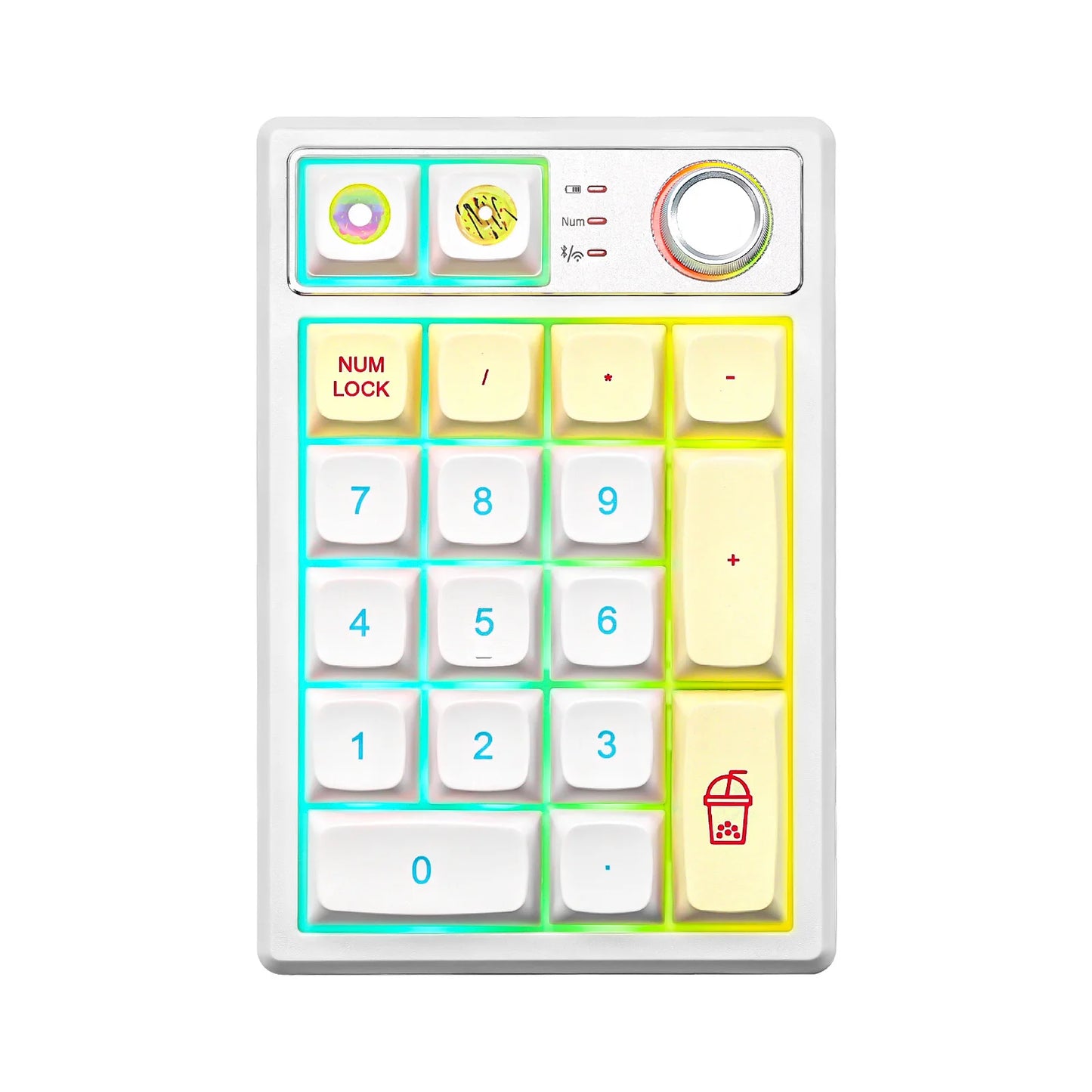 YZ19 Macaron 19 Keys Wireless Custom Knob Mechanical Number Pad, Hot Swappable Gasket RGB Numeric Keypad with PBT Keycaps